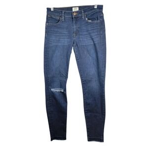J. Crew Toothpick Skinny Jeans Medium Wash Distressed Denim Womens Size 27‎